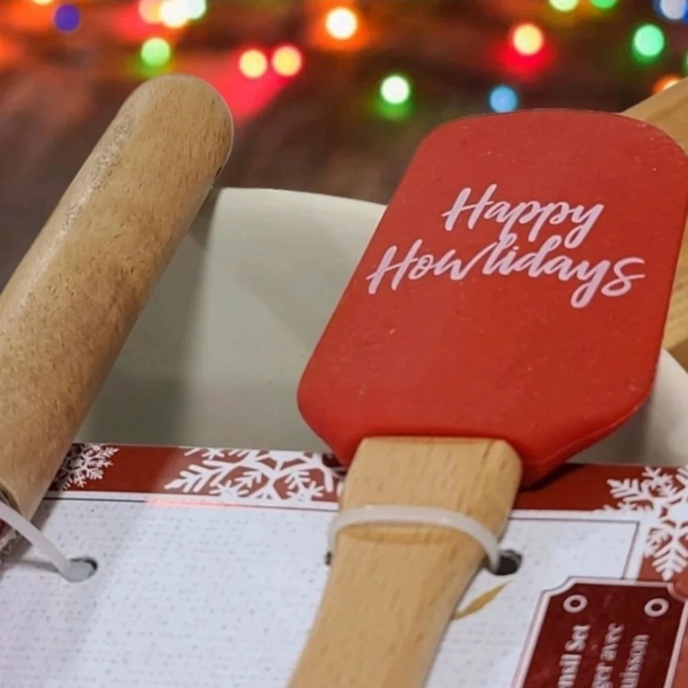 4pc Christmas Pug Boston Terrier Lab Yorkie Dog Mixing Bowl Spatula Spoon Wisk